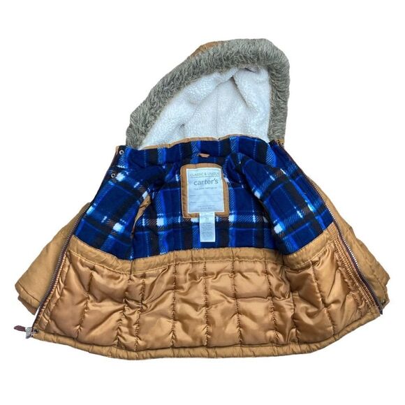 Carters tan coat with faux fur hood - Picture 2 of 4